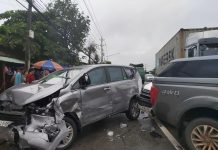 Trời mưa, đường trơn trượt khiến 1 container và 5 ô tô tông liên hoàn trên quốc lộ 13